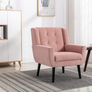 wycian chair for vanity, boho accent chair upholstered pink seat height 18.1" for living room bedroom dining rooms garden sherpa dining chair 1pc