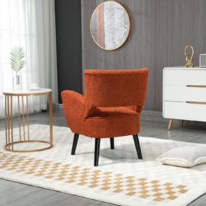 Kitchen Chair High Chair Seat, Chair Stand Fabric Metal Wood Foam Orange Seat Height 20.47" for Living Room Bedroom Dining Rooms Garden 1PC