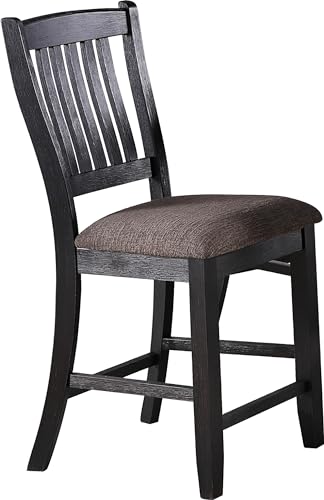 Wycian Chairs Vanity, Counter Chairs 1PC Dark Gray Fabric 18" L 23" W 42" H for Living Room Bedroom Dining Rooms Garden Boho High Chair