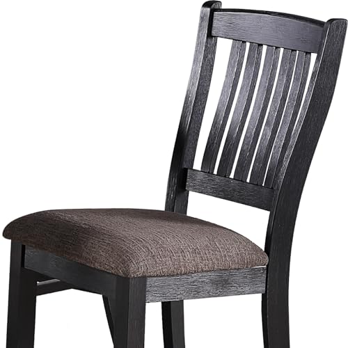 Wycian Chairs Vanity, Counter Chairs 1PC Dark Gray Fabric 18" L 23" W 42" H for Living Room Bedroom Dining Rooms Garden Boho High Chair