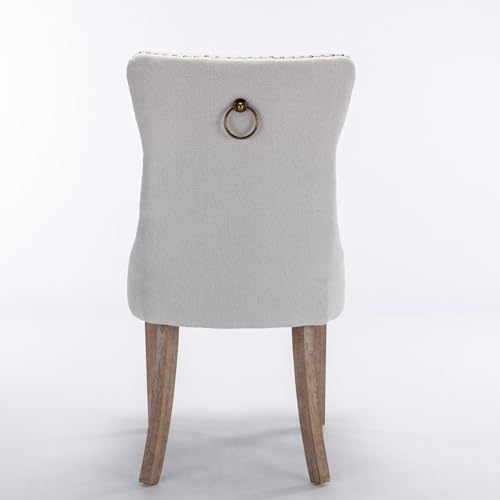 Wycian Kitchen Chair High Chair Seat, Cream Chair Vanity 2PCS Seat Height 20" Linen Foam 25.5" L 19.7" W 37.4" H Living Room Bedroom Dining Rooms