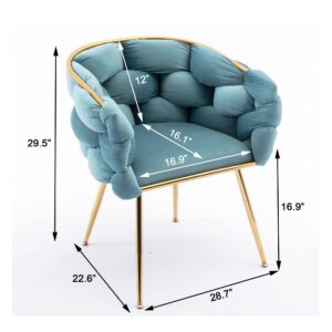 INMOZATA Modern Dining Chair Velvet Accent Living Room Chair Upholstered Vanity Chair with Gold Legs Furniture Decorative,Blue