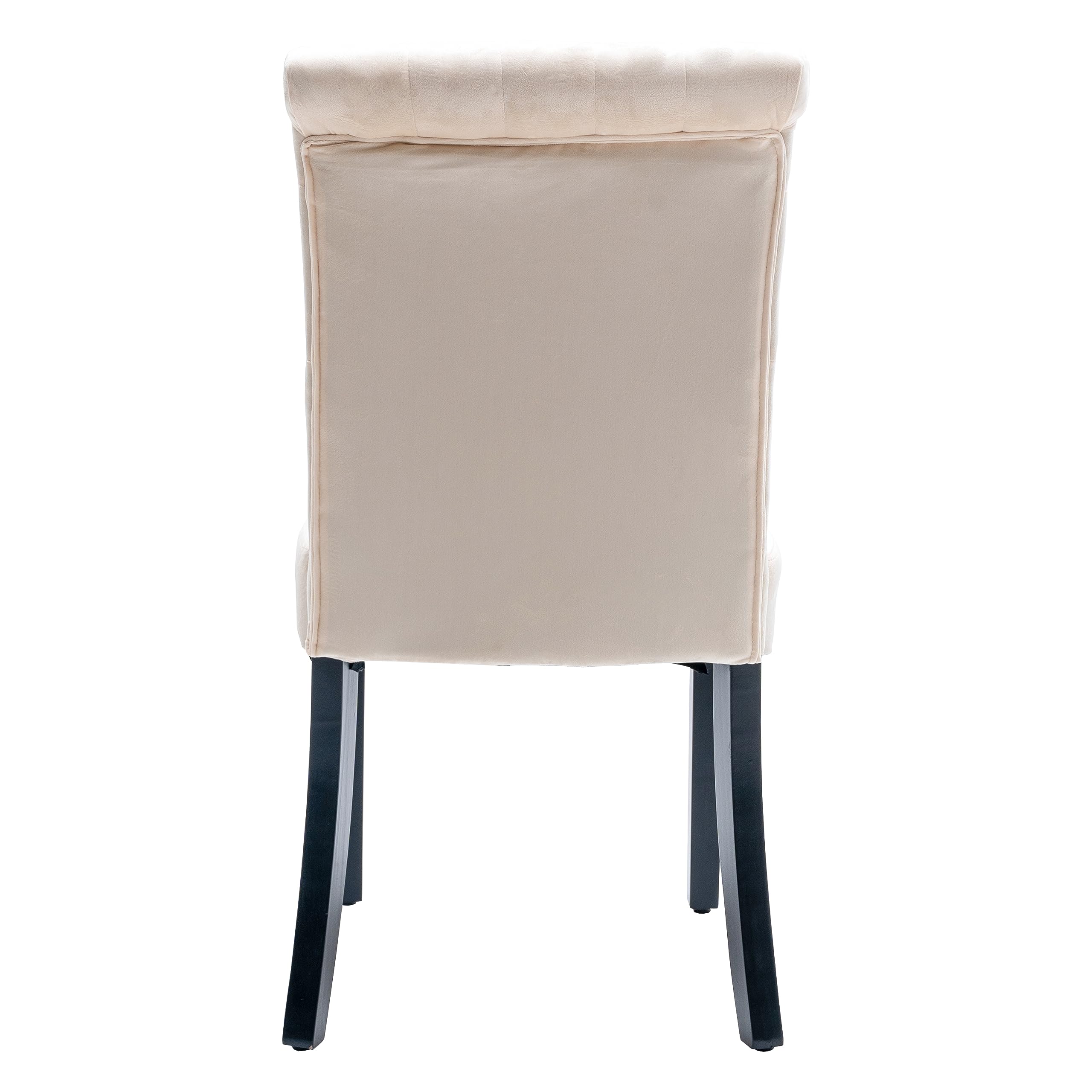 HESIEU Velvet Dining Chair Set, Classic Design, high backrest with Solid Wood Frame, Beige, Set of 2