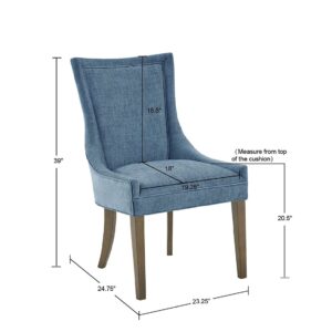 WEALTHOME Set of 2 Traditional Dining Chairs with High-Back and Light Blue Upholstery – Solid Wood Legs in Ultra Grey Finish – Ample Seating, Easy Assembly, Robust 300 lbs Capacity