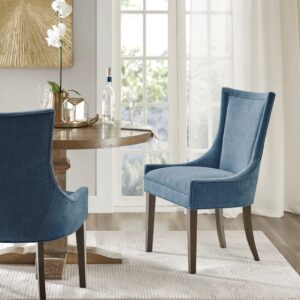 WEALTHOME Set of 2 Traditional Dining Chairs with High-Back and Light Blue Upholstery – Solid Wood Legs in Ultra Grey Finish – Ample Seating, Easy Assembly, Robust 300 lbs Capacity