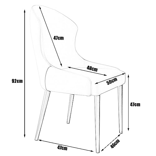 FIXARE Dining Kitchen Room Chairs Set of 4 Modern Artificial Waterproof and Scratch-Resistant Leather High Back Padded Soft Seat Metal Legs Living Room Chairs (Color : Off-White+Brown)