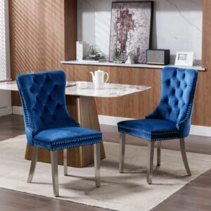 Wycian Chair Stand, Blue Chair Boho 2PCS Blue Seat Height 20" Velvet Foam 24.6" L 19.7" W 37.5" H Living Room Bedroom Dining Rooms Patio Chairs