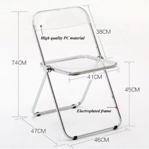 Foldable Dining Chair Comfy Side Chair with Transparent Acrylic Seat and Sturdy Metal Legs for Kitchen Living Room Bedroom, Guest Room, Cafe Restaurant Milk-Tea Shop