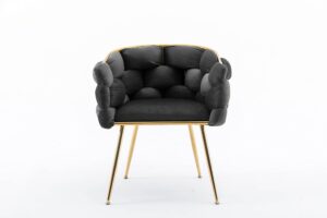 warmiehomy velvet dining chairs modern living room tufted upholstered accent chairs gold vanity chairs for living room makeup room dining room,black