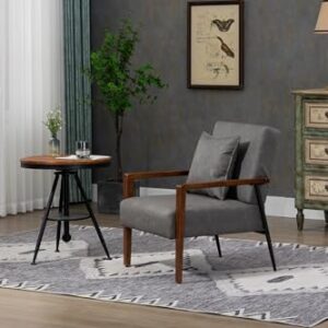 Wycian Counter Height Chairs, Dining Chair Seat Pu Leather Grey with Removable Cushion Seat Height 15.7" for Living Room Bedroom Dining Rooms Garden 1PC