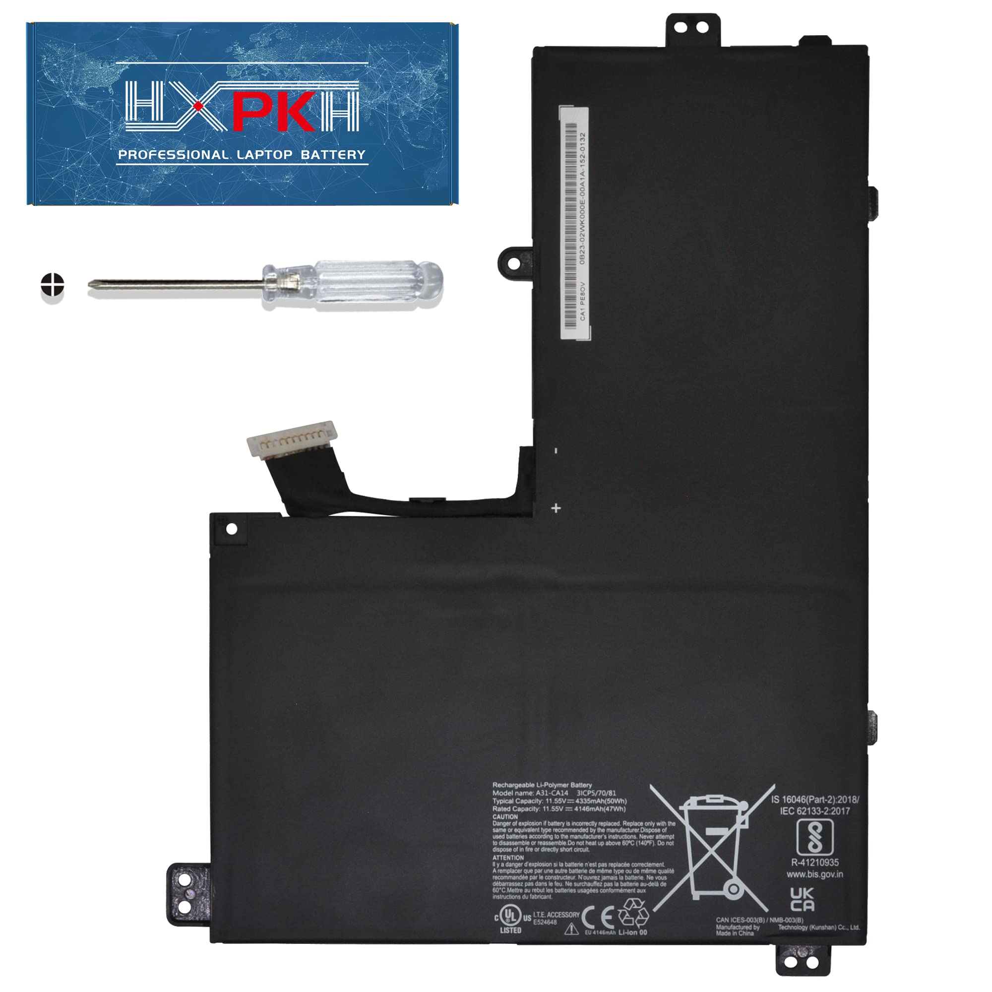 HXPKH A31-CA14 Laptop Battery for Getac A31-CA14 3ICP5/70/81 31CP5/70/81 Series Battery 11.55V 50Wh/4335mAh