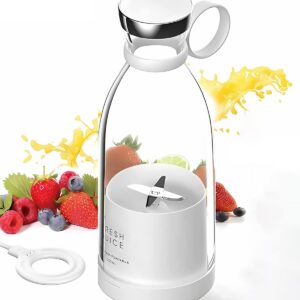 Personal Size Blenders, Portable Blender, USB Blender, Smoothie Mini Blender, 350ml Fresh Juice Blender for Home, Travel, Office, Gym (White)