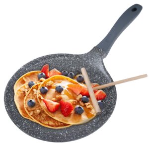 ACTIV CUISINE Crepes Pan, Non-Stick Pancake Skillet with Ceramic Coating for Easy Flipping and Delicious Results, PFOA-Free, Ashley Grey 11in/28cm