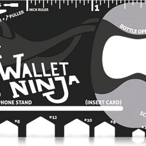 Wallet Ninja Multitool Card – 18 in 1 Credit Card Size Multi-Tool for Quick Repairs, EDC Survival Gear, Bottle Opener, Camping – Cool Gadget and Stocking Stuffer (Black)