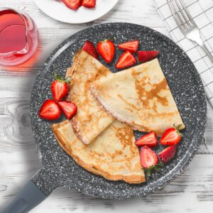 ACTIV CUISINE Crepes Pan, Non-Stick Pancake Skillet with Ceramic Coating for Easy Flipping and Delicious Results, PFOA-Free, Ashley Grey 11in/28cm