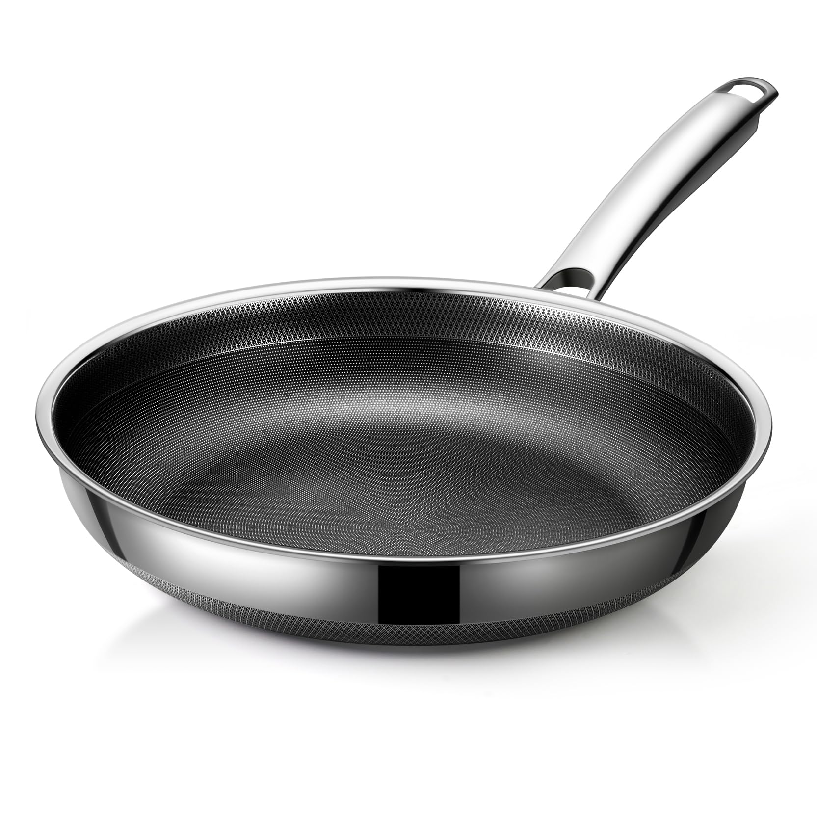 LIGTSPCE Non Stick Frying Pans,Hybrid 10 inch Frying Pans Nonstick,PFOA Free Cookware,non stick Stainless Steel Skillets,Dishwasher and Oven Safe, Works on Induction,Ceramic and Gas Cooktops