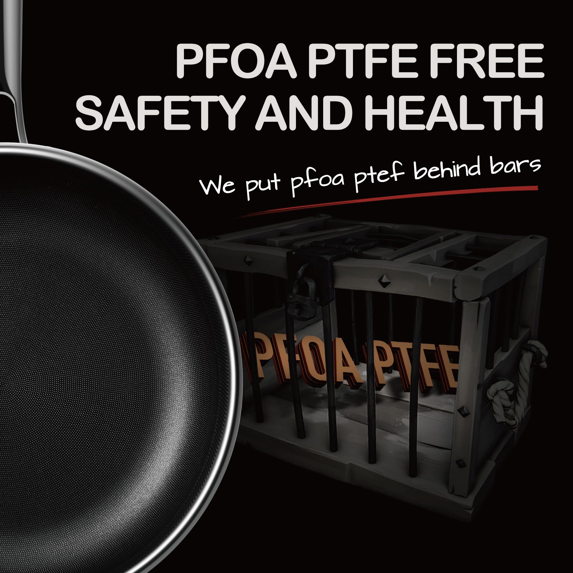 LIGTSPCE Non Stick Frying Pans,Hybrid 10 inch Frying Pans Nonstick,PFOA Free Cookware,non stick Stainless Steel Skillets,Dishwasher and Oven Safe, Works on Induction,Ceramic and Gas Cooktops