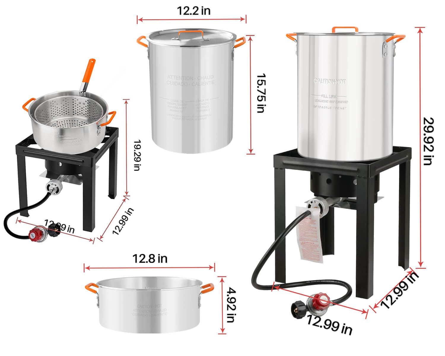 Lafati Turkey Fryer Set, 30QT & 10QT Pots with Large Steamers, and 54,000BTU High Output Burner for Camping, Outdoor Parties, Thanksgiving