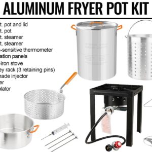 Lafati Turkey Fryer Set, 30QT & 10QT Pots with Large Steamers, and 54,000BTU High Output Burner for Camping, Outdoor Parties, Thanksgiving