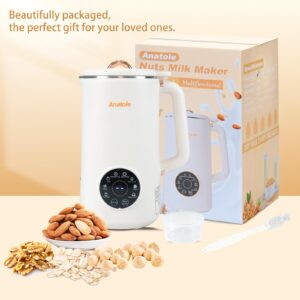 Anatole Nut Milk Maker 35oz 1000ml Almond Milk Machine 8-In-1 Automatic Soy Oat Cow Plant-Based Milk Homemade Dairy-Free Beverages with 10 Stainless Steel Blades 12 Hours Timer