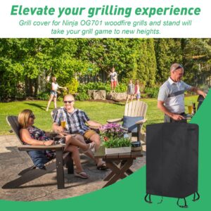 Grill Cover for Ninja Og701 Woodfire Grills with Stand - Heavy Duty 420D Oxford Fabric, Waterproof and Fade Resistant BBQ Cover, 33.1" x 24" x 43.3", Black - Cover Only