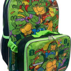 Ruz Group Kid's Licensed 16 Inch Backpack With Removable Lunch Box Set (Ninja Turtles)