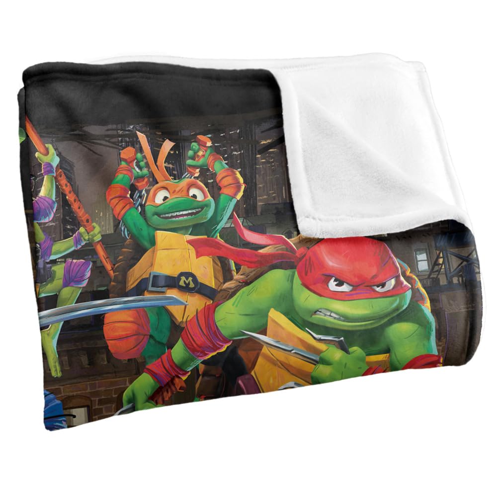 Teenage Mutant Ninja Turtles: Mutant Mayhem Blanket, 36"x58" Nightly Rooftop Escapade Silky Touch Super Soft Throw Blanket