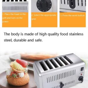 6 Slice Toaster, Stainless Steel, Upgrades Commercial Toaster with Wide Slots & Removable Crumb Tray - Toast, Meatloaf, Sandwiches, Bagel, 110V