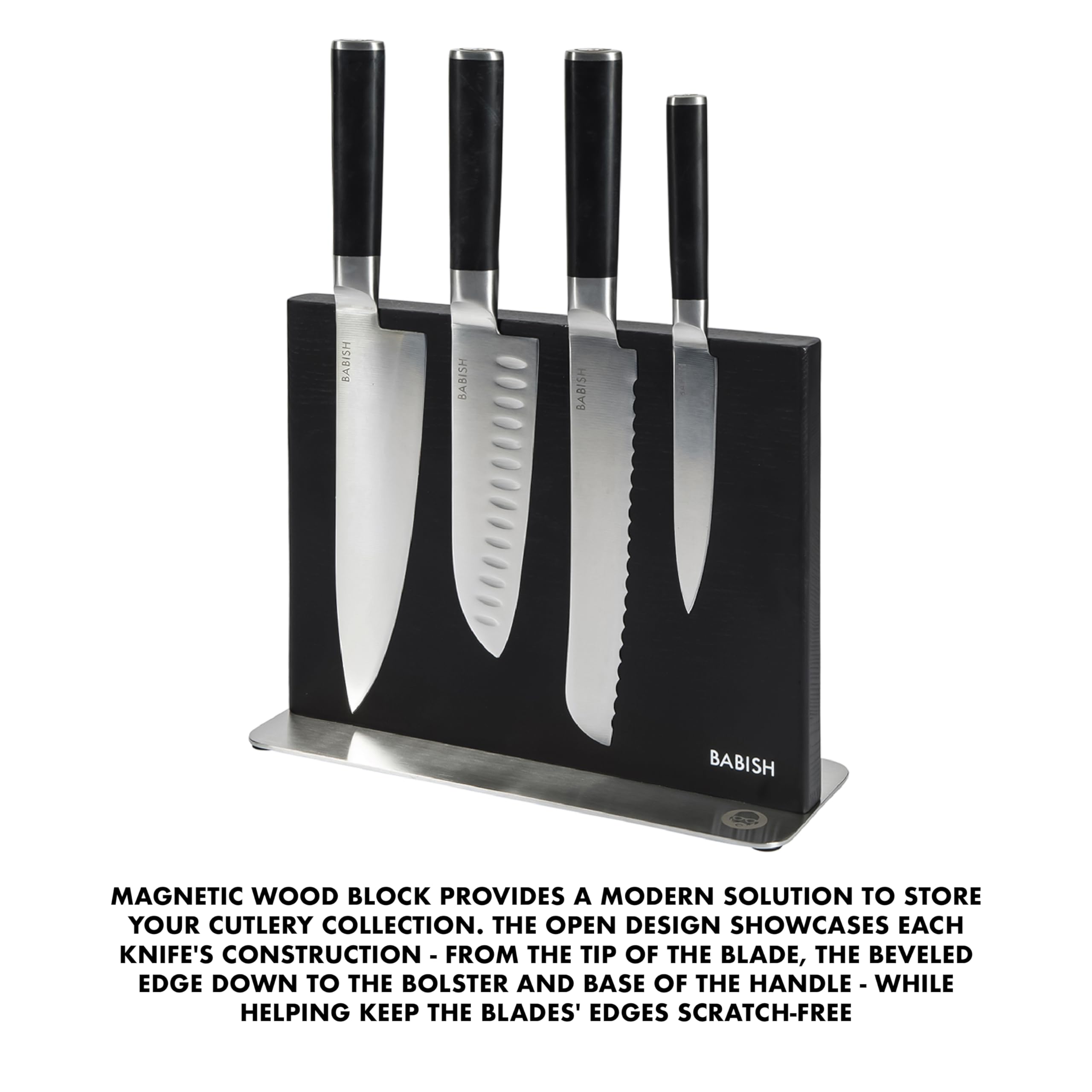 Babish 5 Piece 1.4116 German Steel Magnetic Forged Kitchen Knife Block Set