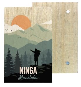 ninga manitoba 2" x 3" wooden fridge magnet hiking design camping souvenir single