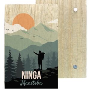 Ninga Manitoba 2" x 3" Wooden Fridge Magnet Hiking Design Camping Souvenir Single