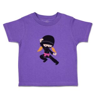 Custom Baby & Toddler T-Shirt Ninja Girl Pose 4 Red Cotton Boy & Girl Clothes Funny Graphic Tee Purple Design Only 5 6T