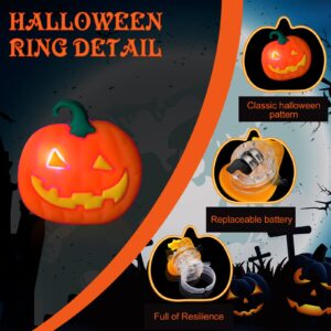 100 Pcs Halloween Party Favors Toys 76 Halloween LED Light Up Rings and 24 Bracelets Bulk for Light Up Halloween Toys Glow in The Dark for Kids Halloween Party Supplies Decorations