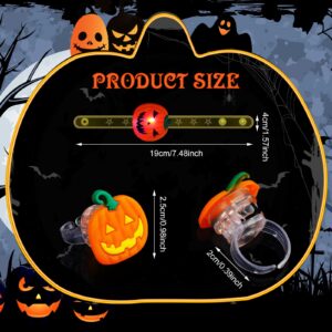 100 Pcs Halloween Party Favors Toys 76 Halloween LED Light Up Rings and 24 Bracelets Bulk for Light Up Halloween Toys Glow in The Dark for Kids Halloween Party Supplies Decorations