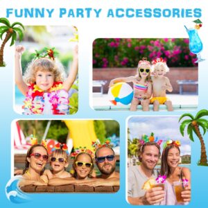 Capoda 16 Pieces Hawaiian Party Headband Felt Luau Party Head Boppers Flamingo Pineapple Palm Tree Tiki Aloha Boppers for Hawaiian Party Favors Tropical Party Accessories Summer Beach Party Supplies