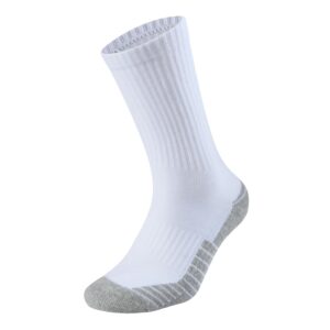 Begrily Men's Cotton Athletic Cushioned Crew Socks with Arch Compression Performance for Running Exercise Hiking 6 Pack White