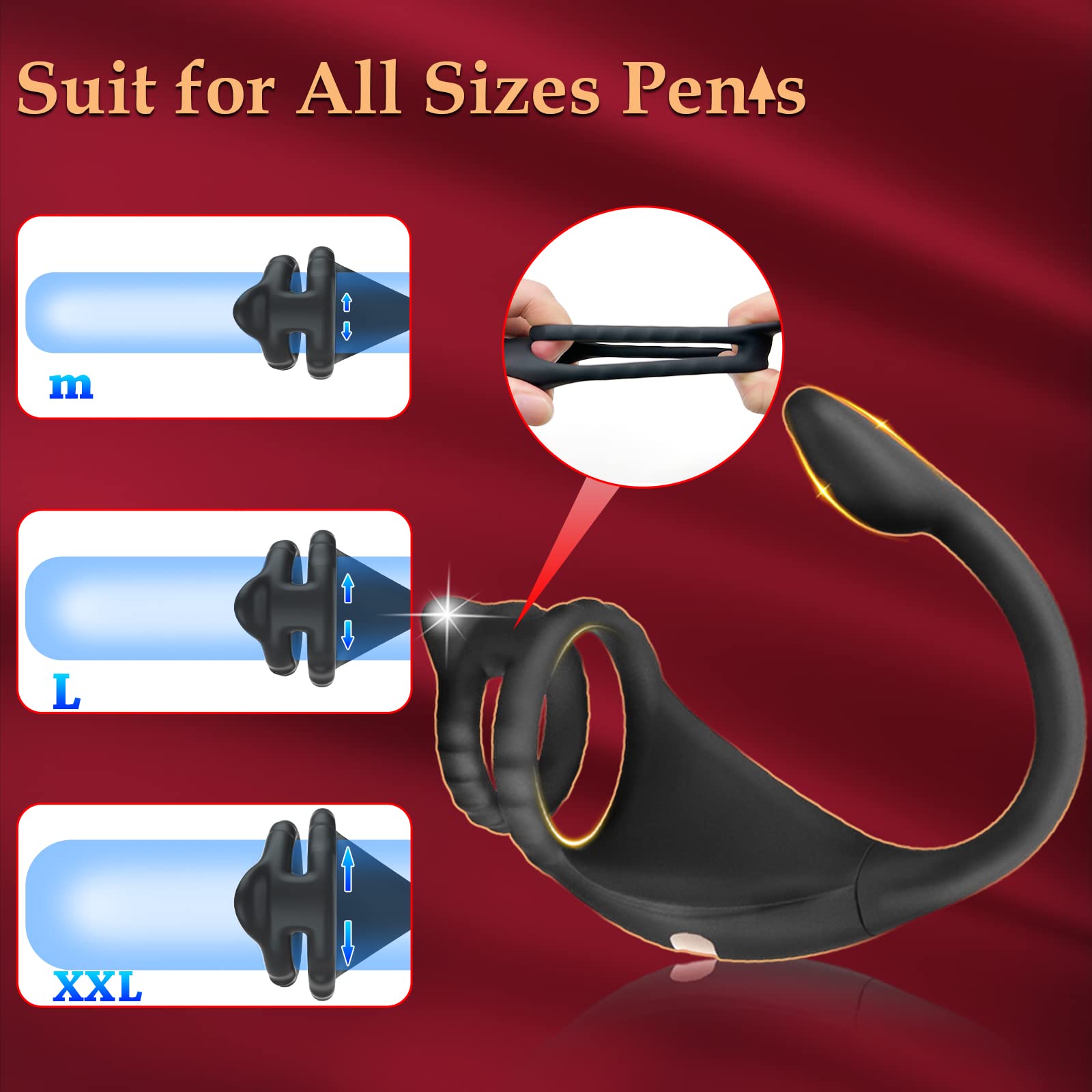 Vibrating Cock Ring Taint Stimulator with Mini Bullet, Remote Control Anal Butt Plug Prostate Massager Penis Ring Male Vibrators for Men Pleasure Sex Toys For Adult Couples