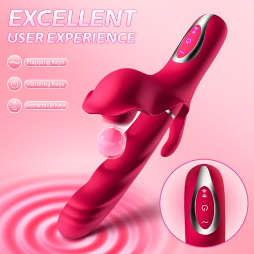 Thrusting Dildo Vibrator Sex Toys - 3-in-1 Rabbit Vibrator with 10 Thrusting & 10Flapping & 10 Vibration Modes, Adult Sex Toys Games for Women Couples Pleasure