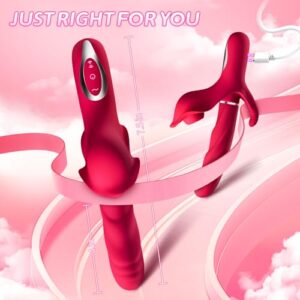 Thrusting Dildo Vibrator Sex Toys - 3-in-1 Rabbit Vibrator with 10 Thrusting & 10Flapping & 10 Vibration Modes, Adult Sex Toys Games for Women Couples Pleasure