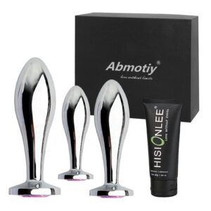 Anal Butt Plug, 3Pcs Set Metal Anal Butt Plug Sex Toys with Crystal Diamond Beginner Anal Toys for Adult Unisex (Pink)