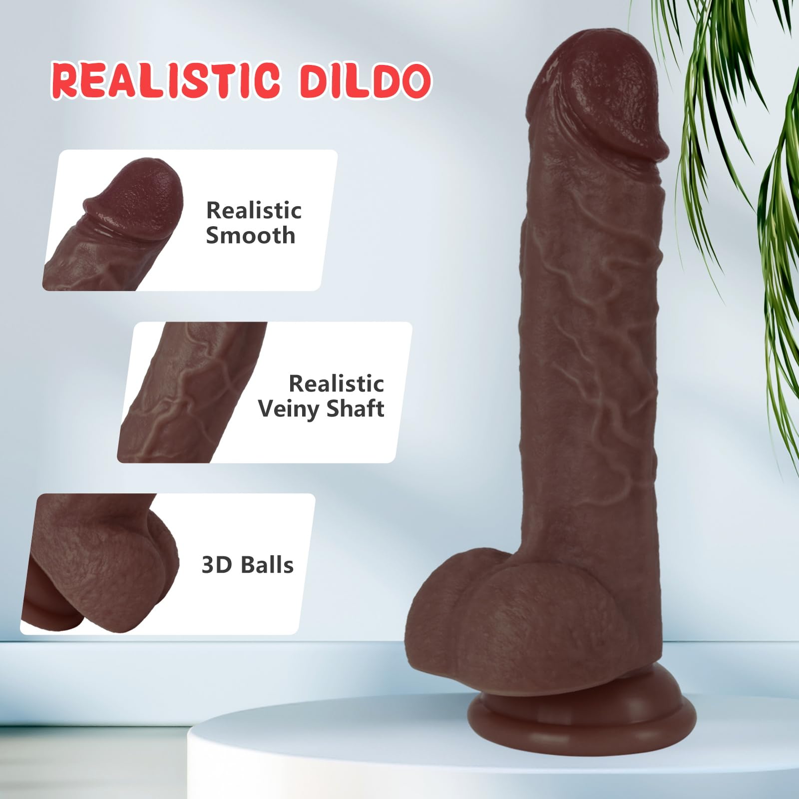 Sex Toys Dildo Realistic Silicone Dildo, Safety Material for Clitoral Vagina and Anal Stimulation with Strong Suction Cups, Sex Adult Toys for Women and Couple 7.8 Inch (Brown)