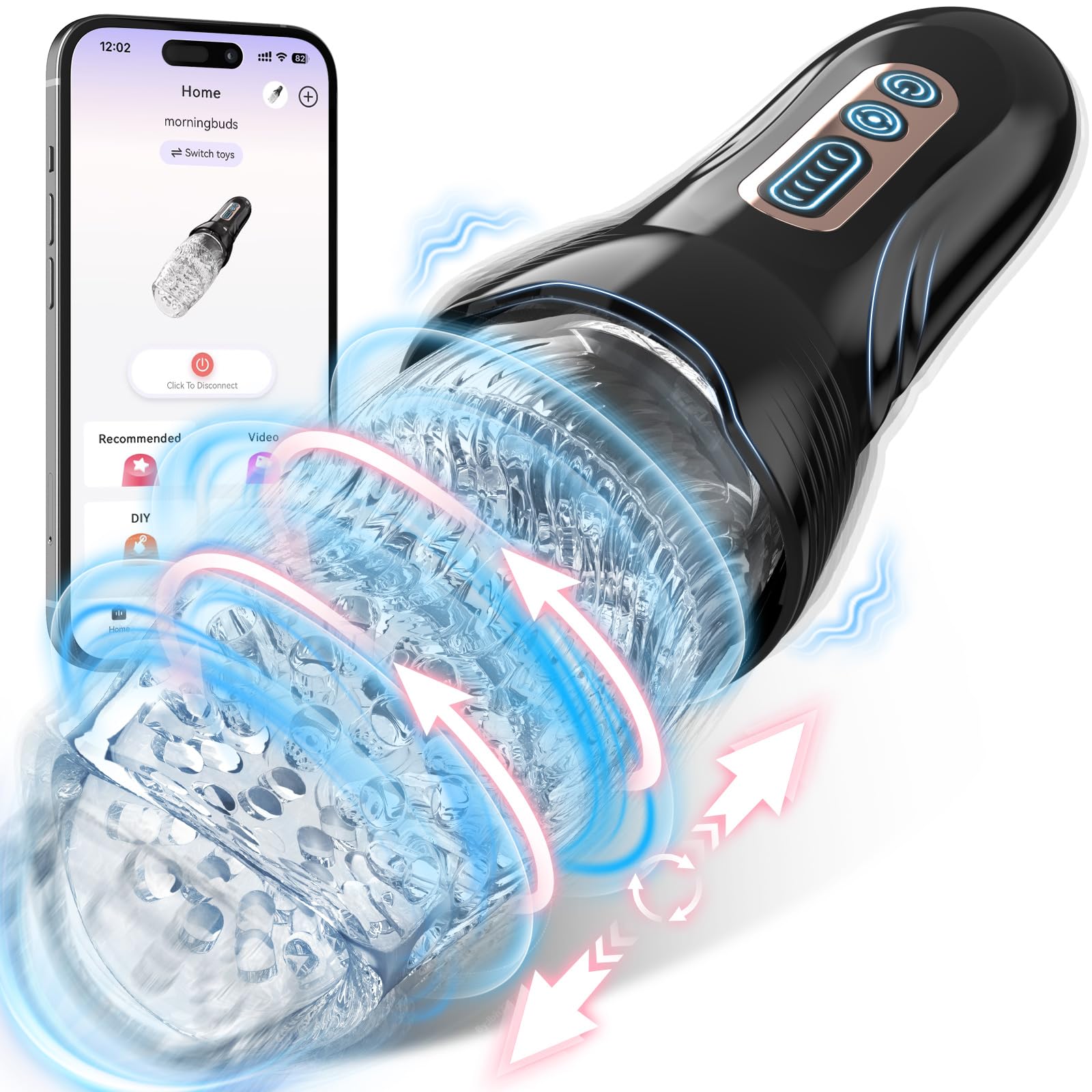 Automatic Male Masturbator Sex Toys, Uoffile Male Sex Toy with 5 Thrusting & Rotating & 10 Vibrating Modes, Adult Toys Men Masturbation Machine Electric Pocket Pussy Male Stroker Sex Toys for Men