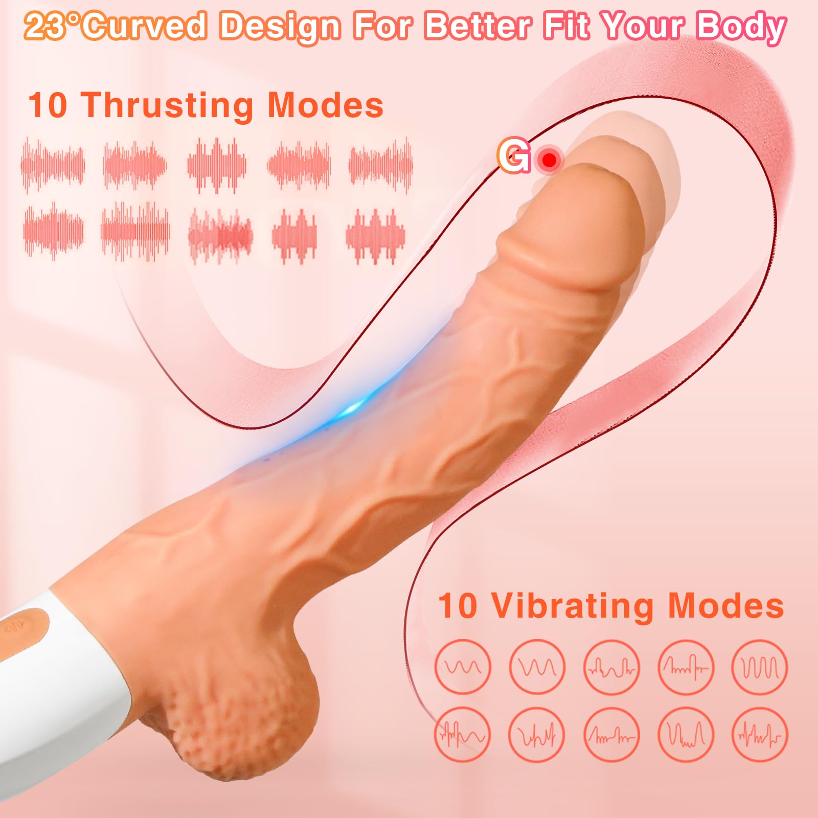 Sex Machine Thrusting Realistic Dildo for Women with 10 Vibrating & Thrusting Modes for G Spot Clitoral Anal Stimulation, Remote Control Silicone Vibrator, Adult Sex Toy (Flesh)