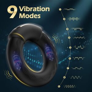 Luxonia Vibrating Cock Ring, 9 Vibrations with Heating Penis Ring Vibrator Sex Toys for Men, Adult Toys Vibrating Penis Ring Male Sex Toys, Cock Ring Vibrator Couples Sex Toys, Adult Sex Toys & Games