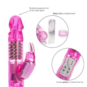 CalExotics Waterproof Jack Rabbit – Rabbit Vibrator With Rotating Shaft – Vibe Sex Toys for Couples – Adult Clitoral & G Spot Massager – Pink