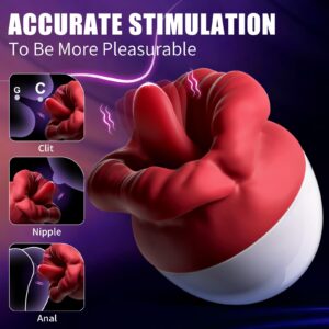 Rose Sex Toys Vibrator for Women - Adult Toys with 10 Vibrating & 10 Tongue Licking Modes, Nipple Toys Clitoral Vibrator G-Spot Vibrators, Adult Sex Toys & Games for Women Couples Pleasure