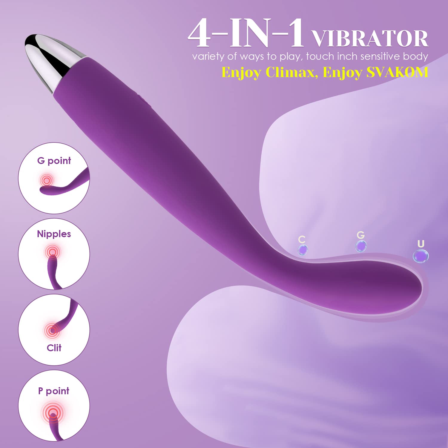 SVAKOM Coco G Spot Vibrator - 8 Seconds to Climax Finger Shaped Waterproof Vibes for Women - 5 * 5 Vibrations Clit Nipple Personal Massagers - Adult Female Sex Toys