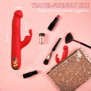 Thrusting Rabbit G-Spot Clitoral Rose Vibrator Realistic Glans Dildo Clitoris Licking Stimulation with 10 Powerful Rotating 10 Vibration Modes Masturbation Adult Sex Toys for Women or Couple