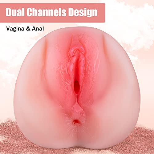 ENVONI Male Masturbators Adult Sex Toys with 3D Realistic Textured Pocket Pussy and Tight Anus Sex Blowjob Stroker,Penis Training Masturbator Anal Play Doll for Men (Flesh)