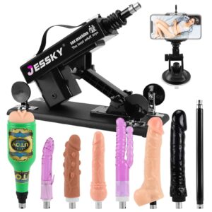 jesskylove adjustable sex machine, adult sex toys with 8 attachments 3xlr connector automatic machines for women